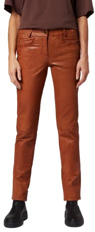 RICANO Dorin - Damen Lederhose/Lederjeans - 5-Pocket Stil (Slim Fit/Low Waist) - echtes (Premium) Lamm Leder (Cognac Braun, M)