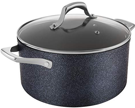 Tower Trustone Induction Casserole Dish with Lid, Non Stick Ceramic Coating, Easy to Clean, Dishwasher Safe, Violet Black, 24 cm