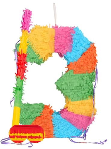 Fax Potato - Pinatas Nummer 3 Karton Pinata, Stick Und Augenbinde - W35cm X D7.5cm X H50cm - Multi