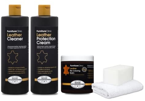 Furniture Clinic Leather Complete Restoration Kit (Tan) - Contains Leather Recolouring Balm, Protection Cream, Cleaner, Sponge and Applicator - Restore and Repair Sofas, Chairs, Car Seats and More