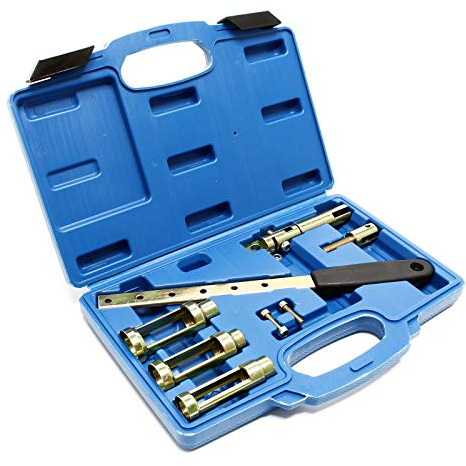 WilTec Coffret 8 pcs. Compresseur Ressort de soupape Kit d‘Outils Démonte Joint Queue de soupape 8V 12V 16V