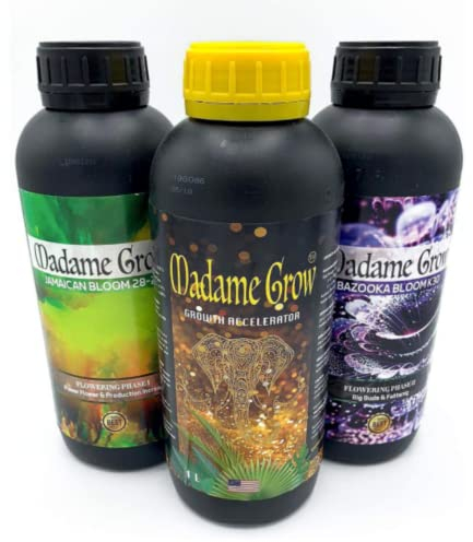 MADAME GROW Fertilizante 420 plantas verdes - Abono para plantas verdes - Abono líquido para plantas - Fertilizante para el crecimiento universal - Fertilizante para la floración (KIT POWER 420 3x1L)