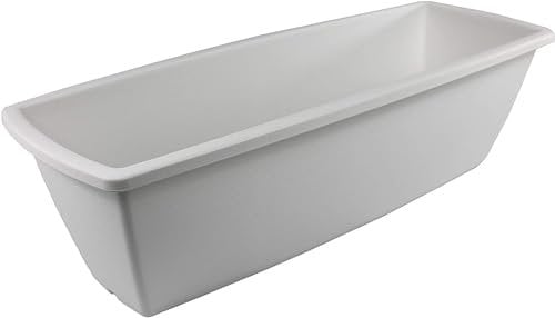 Iris Ohyama, Vaso per piante, fioriera rettangolare con sistema di drenaggio/conservazione dell'acqua per il giardinaggio - Rectangle Plant Pot650, Bianca
