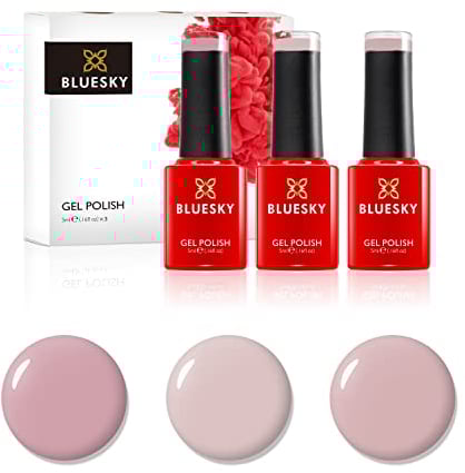 BLUESKY Gel Polish Set, Gel Nagellack Set, Gel-Nagellack für glänzende und schöne Nägel | langer Halt von bis zu 3 Wochen, 3 x 5ml (BLUESKY Set 3 x 5ml - ROSE)