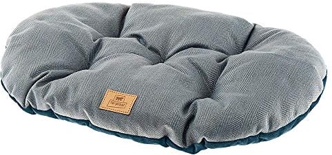 Ferplast Kissen für Hunde und Katzen STUART 65/6, doppelseitig, aus Tweed und weichem Samt, waschbar, Blau