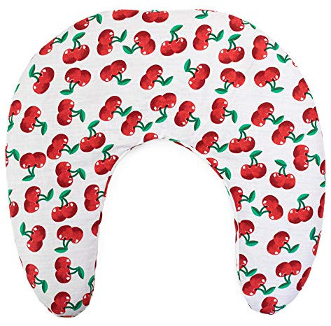 Cuscino per collo classico 30x33cm - Cuscino termico cervicale con noccioli di ciliegia (Colore: cherry-white)