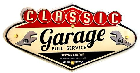 Panneau Rétro Lumineux pour Garage Classique Style Vintage Plaque Métallique Artisanat Accessoires pour Décoration Maison de 50 Ans