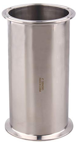 DERNORD Sanitary Spool Tube with Clamp Ends,Stainless Steel 304 Seamless Round Tubing with 4 inch Tri Clamp Ferrule Flange (Tube Length: 8 Inch / 204MM)
