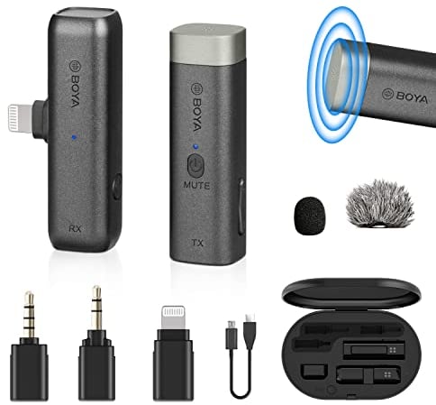 Boya BY-WM3D Lavalier - Micrófono inalámbrico Wireless Microphone for iPhone Vlog Podcast