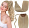 LaaVoo Zopf Extensions Echthaar Blond Highlight Unsichtbar Ponytail Extensions Echthaar Remy Menschliches Haar Hellgoldbraun Hellblond Extensions Zopf Echthaar 50cm #P12/24 100g