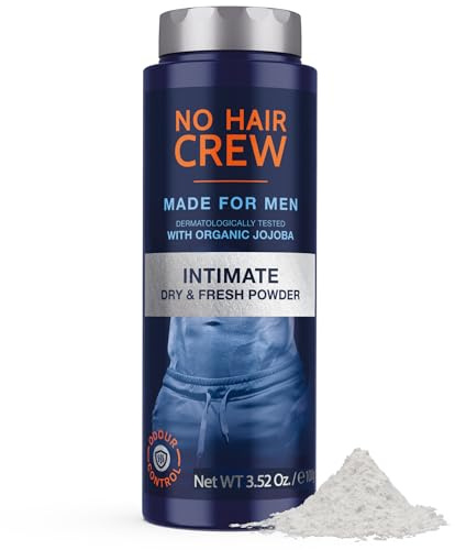 No Hair Crew | Intimate Dry & Fresh Body Powder for Men | Sweat Defense and Odor Control Deodorizer | 3.5 oz
