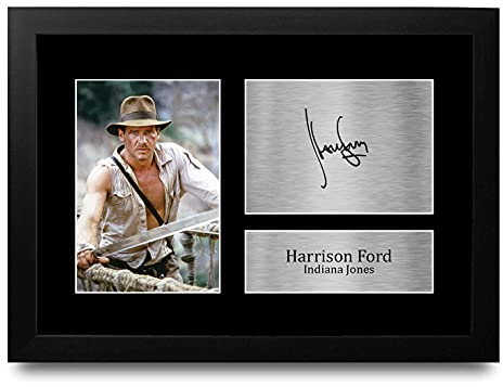 HWC Trading FR A4 Harrison Ford Indiana Jones - A4 Framed Geschenke Gedruckt, Signiert Autogramm Bild Für Film-Erinnerungsstücke-Fans - A4 Eingerahmt