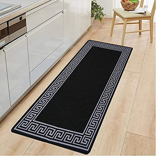 OZMIC Heavy Duty Door Mat - Non Slip Washable Indoor & Outdoor Doormats - Rug Runner Carpet Home Decor Bedroom Living Room Accessories (Black & White, 80 x 150 cm - Large Runner)