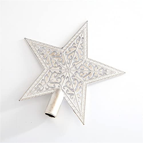Colorful ø15cm Weihnachtsbaum Flacher Stern, Glitzerte Christbaumspitze Stern Tannenbaum Spitze Mehrfarben für Feiertags-Dekorationen (Silber)