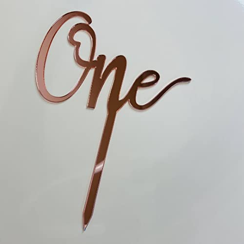 Acrylic Age Cake Topper One Rose Gold 1st Birthday Party Decoration Design Idea