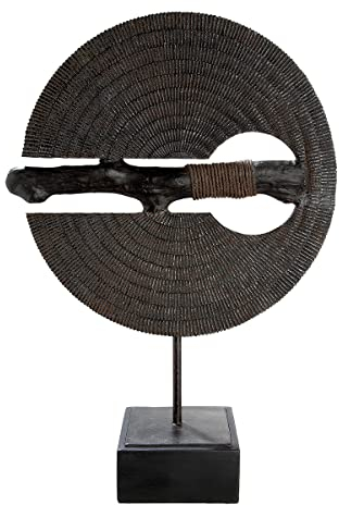 GILDE Skulptur Ethno auf Sockel antik schwarz/braun H: 48.50 cm B: 33.50 T: 12.5 37002, Höhe 48,5 cm
