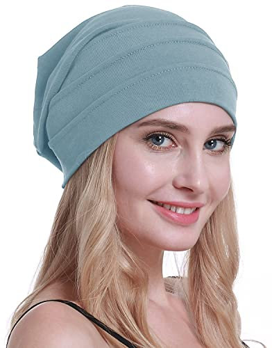 osvyo Baumwolle Chemo Hüte Soft Caps Krebs Kopfbedeckungen für Frauen Haarausfall versiegelt Verpackung HELL BLAU GRAU