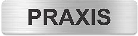 Blacked LaserTEC Leitsysteme - Acryl Schild - Eckig 4 x 16 cm - Selbstklebend - Silber gebürstet - Metall-Optik - UV beständig - Für Innen und Außen (Praxis)