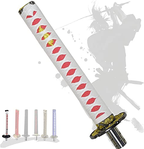 JINGLING Schaltknauf Samurai-Schwert Katana Manual Stick AT MT Car Universal Custom Schalthebelkopf mit 4 Arten von Adaptern (Schwarz und Schwarz, 30,8 cm)