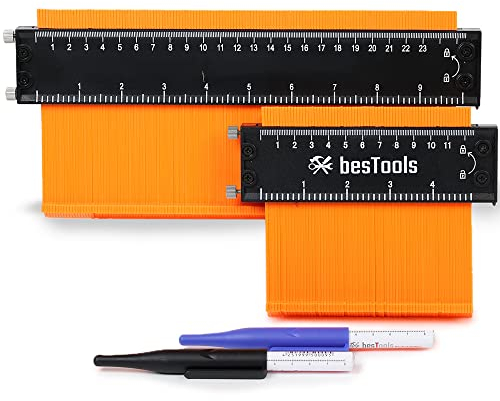 bestTools Konturenlehre Set 12,5cm&25cm | Präzise Messung & Feststeller | Inklusive Tieflochmarkern | Hochwertiger Aluminiumkern & robuste ABS-Kunststoff-Lamellen | Vielseitige Anwendung