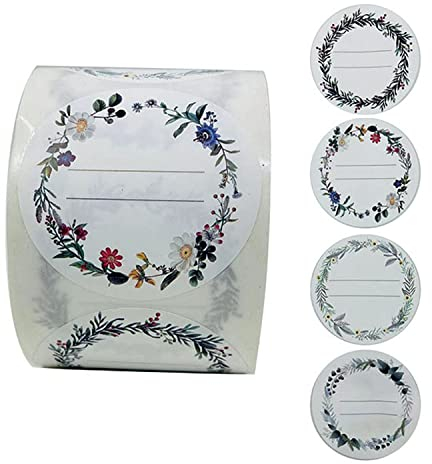 2Roll Total 1000pcs White Jam Jar Labels - 5cm/2in Self Adhesive Labels for Packages, Gift Bags, Canning, Jam Bottle, Spice, Bakery, Food Container