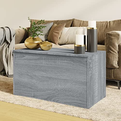 homiuse Aufbewahrungstruhe Truhe mit Deckel Sitzbank Holztruhe Sitztruhe Truhenbank mit Stauraum Spielzeugtruhe Spielzeugkiste Holz Holztruhe mit Deckel Groß Grau Sonoma 84x42x46 cm Holzwerkstoff