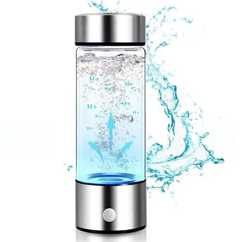 Govel Portable Hydrogen Water Generator Bottle SPE PEM Technology, Alkaline Ionizer Generator USB Rechargeable Portable Hydrogen Rich Water Glass Health Bottle for Health Life