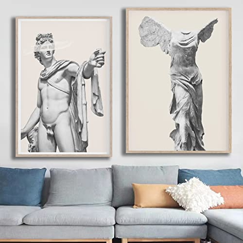 Rom Skulptur David Statue Poster Griechische Mythologie Ästhetisches Bild 2 Stück Leinwand Malerei Kunst Wohnzimmer Home Wand Dekor 30Cmx40Cmx2Pcs Kein Rahmen
