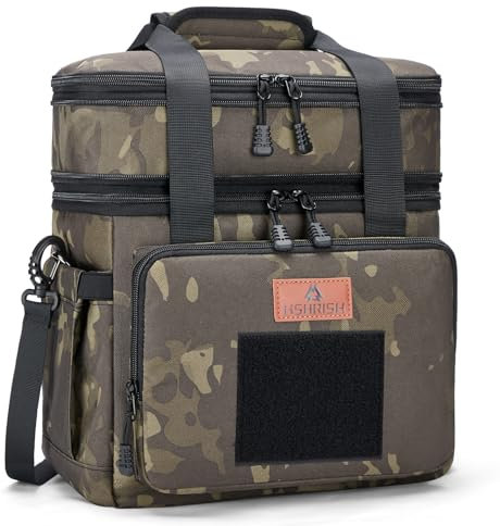 HSHRISH Taktische Kühltasche, doppelt isolierte Lunchtasche für Damen und Herren, wasserdicht, auslaufsicher, verstellbare Träger, große Lunchtasche für Arbeit, Picknick Reisen 15 Liter, Schwarz Camo
