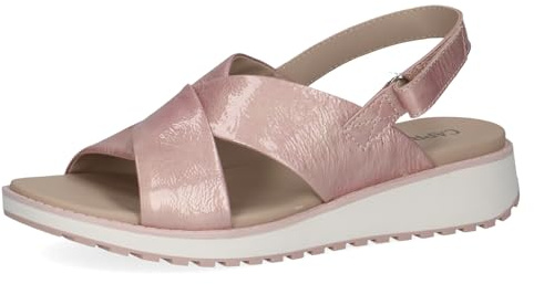 CAPRICE Damen Sandalen flach aus Leder mit Klettverschluss, Rosa (Past.Pink Napl), 39 EU