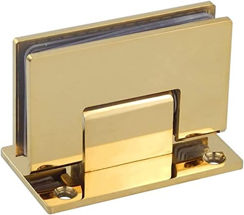 BAZAC Charnière de porte en verre, charnière dorée en acier inoxydable 304 pour porte en verre de salle de bain, charnière de porte de douche (ouverture à 90 degrés)