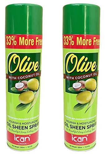 ican London Olive Oil Moisturizing Sheen Spray With Coconut Oil 2 x 500ml (Tween Pack)