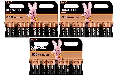 30X Duracell AA Plus (3 Blister Da 10 Batterie) 30 Pile Stilo (LR6/MN1500)