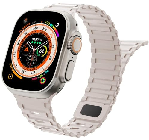 Magnet Sportarmband für Apple Watch Ultra Armband 49mm 44mm 45mm 42mm 46mm iWatch Armbänder 40mm 41mm 38mm Herren/Damen,Weiches Silikon Ersatz Band für Apfelband Series 10 9 8 7 6 5 4 3 2 SE Ultra 2