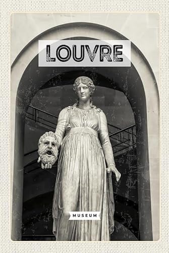 mrdeco Metall Schild 12x18cm Louvre Museum Reiseziel Tourism Retro Schild