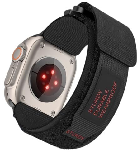 BolYel Alpine Loop Cinturino Compatibile con Apple Watch 42mm/44mm/45mm/49mm, Nylon Sportarmband für Apple Watch Band, Klett Design für iWatch Ultra2/Ultra Series 9/8/7/6/5/4/3/2/1/SE, Nero