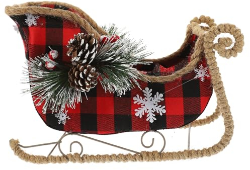 MAGICLULU Leerer Weihnachtsschlitten Statue Dekoration Karierter Weihnachtsmann-Schlitten Süßigkeitenhalter Große Schlitten-Geschenkbox Für Unter Dem Weihnachtsbaum Party Tisch
