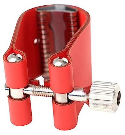 TOYANDONA Saxophonbefestigung U-förmige Weiche Ledermikrofaserklemme in Rot für Altsaxophon aus Nickelbeschichtetem Messing und Edelstahl für Saxophonliebhaber