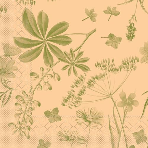 Mank Servietten aus Recycled Tissue 1/4 Falz Kaffee Serviette hochwertige Einmal Serviette 100 Stück 3-lagig Opus Flora 33 x 33 cm