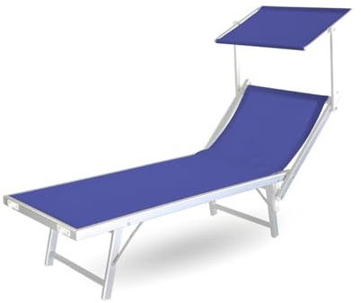 BIANCHERIAWEB Lit de plage pour piscine, dossier réglable, pliable, camping, plage, bleu