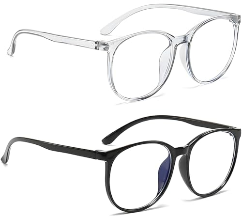 ZXUPOI 2 Pcs Blaulichtfilter Brille Computerbrille Blue Light Blocking Glasses Lesebrillen mit Große Linsenbreite Gaming Ohne Stärke Brille Blaulichtfilter für Damen und Herren