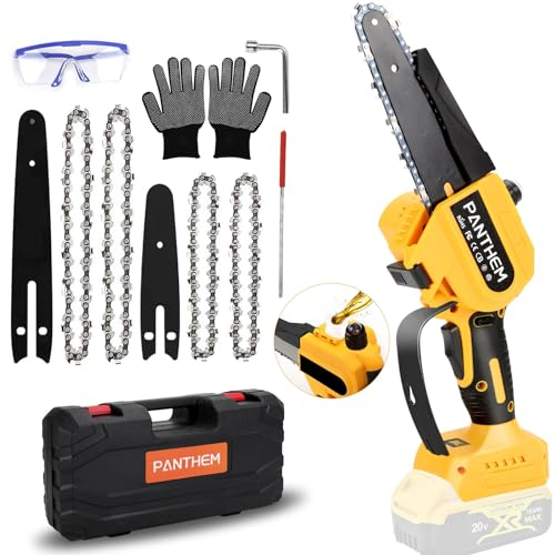 Mini motosega senza fili, 20,3 cm, 15,2 cm, compatibile con batteria Dewalt da 18 V 20 V, oliatore automatico senza spazzole, piccola motosega elettrica portatile con catena per taglio del legno