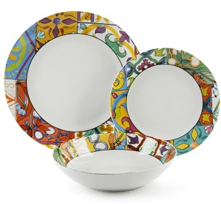 Excelsa Belem Servizio Piatti 12 Pezzi, Porcellana, Multicolore