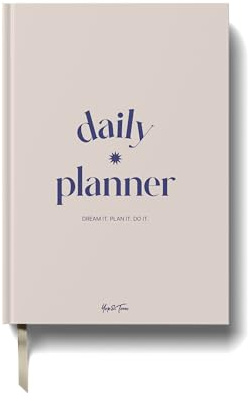 Yop & Tom Undated Daily Diary (A5) - Productivity Planner - Weekly and Daily Organizer with Time Slots - 22 Weeks - Sand
