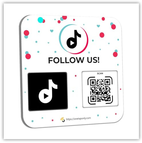 Plaque QR pour TikTok-Obtenez plus d'avis, d'abonnés et augmentez votre présence – Support d'examen – Panneau d'examen de code QR – Ahésif au dos (1 plaque TikTok-QR-Plate)