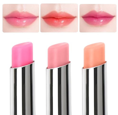 3 pcs Lippenstift Temperatur Farbwechsel Set, Langlebige Magischer Lippenbalsam, Temperaturwechsel Lipgloss Anhaltende Lippenfeuchtigkeit für Frauen Mädchen