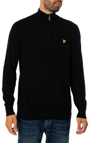 Lyle & Scott Mid Knits Cotton Merino Quarter Zip Jumper Z865 Jet Black, XL
