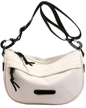 GMBYLBY Stilvolle Schultertasche für aktiven Lebensstil, Canvas, Umhängetasche, lässige Schultertasche für draußen und Studenten, weiß