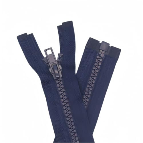 YaHoGa 2 pezzi 50 cm cerniera plastica 5 mm divisibile chiusura lampo per giacche blu scuro
