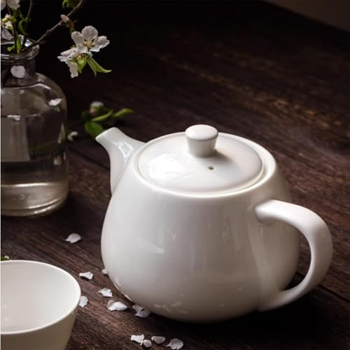 keramische Teekanne, Tee-Pumpen, Porzellan-Teekanne mit abnehmbarem Teesieb und Deckel, Nachmittagsteekanne, weiße Keramik-Kaffeekanne, kreative Keramik-Kaffeekanne for losen Tee oder Teebeutel, weiß